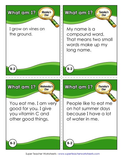 2nd Grade - B2 - Watermelon (Printable PDF Worksheet)