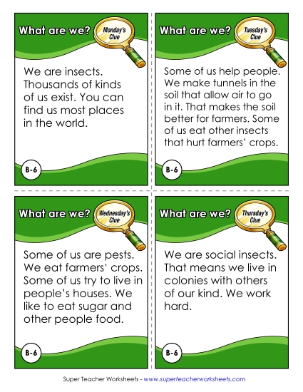 2nd Grade - B6 - Ants (Printable PDF Worksheet)