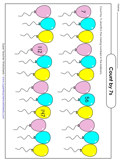 Balloons - Count By 7s (Printable PDF Worksheet)