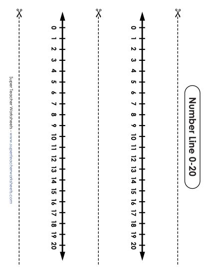 Number Lines - Basic 0-20 Number Line (Small) (Printable PDF Worksheet)