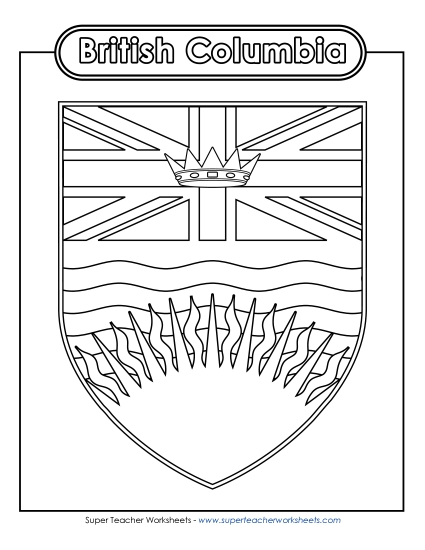 Flag and Coat of Arms - B.C. Escutcheon (Black & White) (Printable PDF Worksheet)