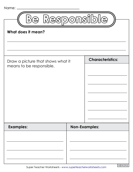 Good Character - Be Responsible Worksheet (Blank Anchor Chart) (Printable PDF Worksheet)