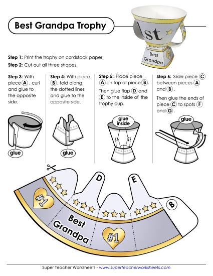 Trophies - Best Grandpa Trophy  (Printable PDF Worksheet)