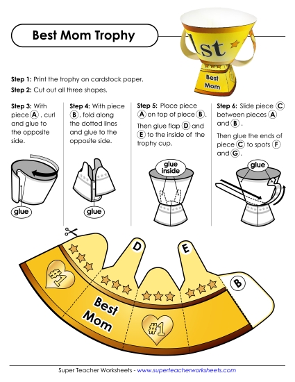 Make Gifts For Moms - Best Mom Trophy  (Printable PDF Worksheet)