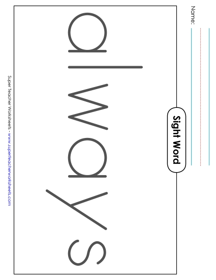 Big Trace: Always (Printable PDF Worksheet)