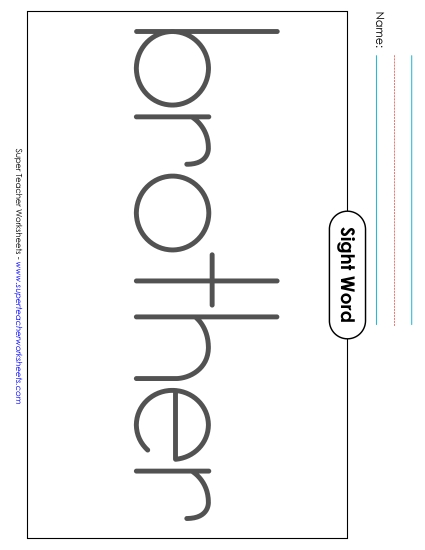 Big Trace: Brother (Printable PDF Worksheet)