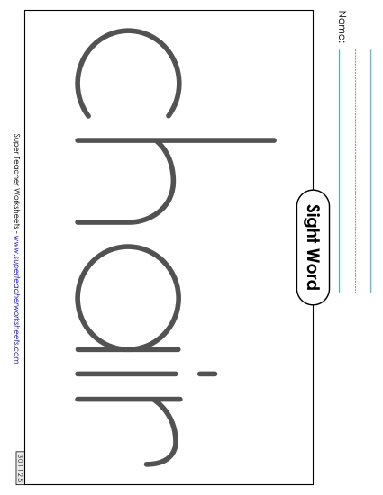 Big Trace: Chair (Printable PDF Worksheet)