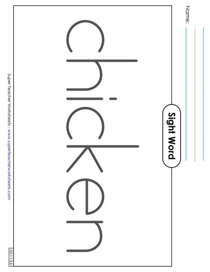 Big Trace: Chicken (Printable PDF Worksheet)