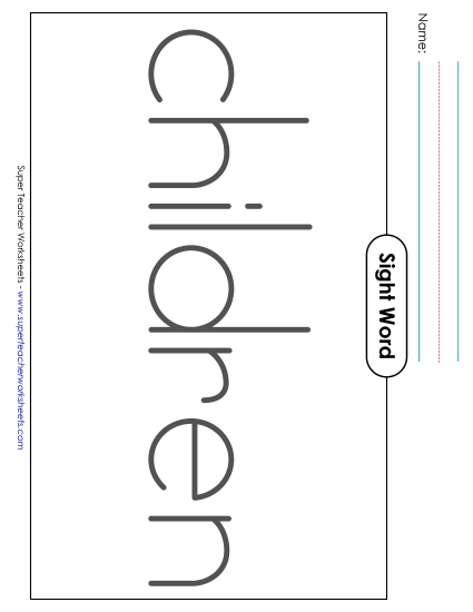 Big Trace: Children (Printable PDF Worksheet)