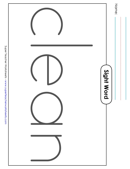 Big Trace: Clean (Printable PDF Worksheet)