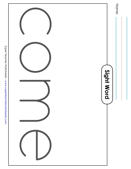 Big Trace: Come (Printable PDF Worksheet)