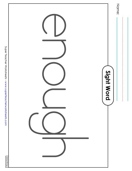 Big Trace: Enough (Printable PDF Worksheet)