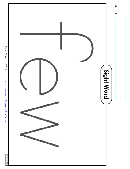 Big Trace: Few (Printable PDF Worksheet)