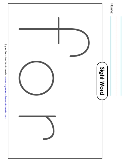 Big Trace: For (Printable PDF Worksheet)