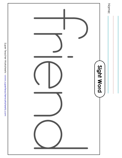 Big Trace: Friend (Printable PDF Worksheet)