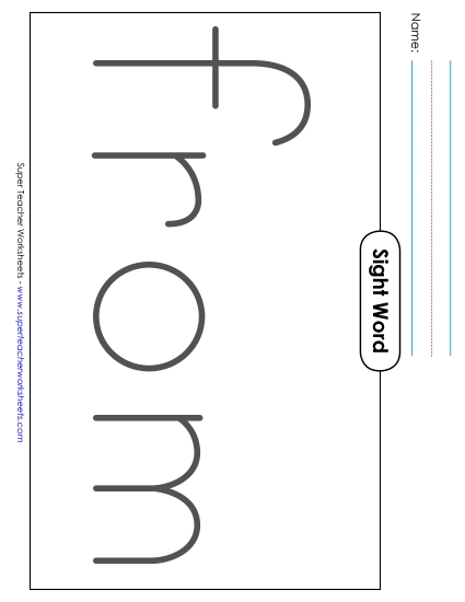 Big Trace: From (Printable PDF Worksheet)