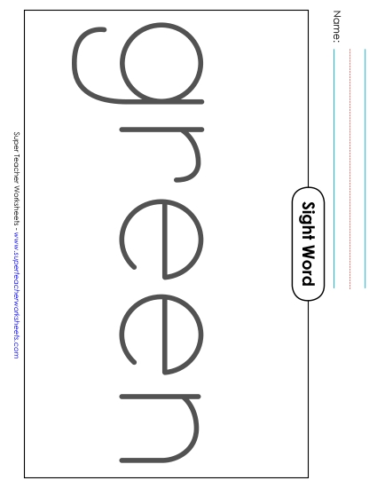 Big Trace: Green (Printable PDF Worksheet)