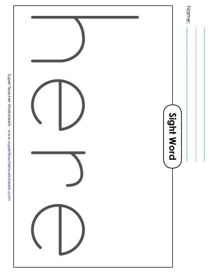 Big Trace: Here (Printable PDF Worksheet)