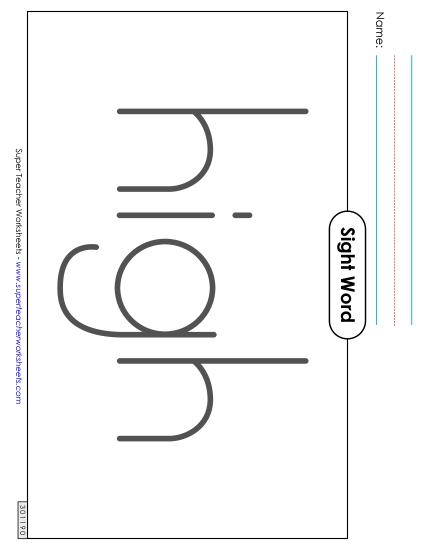 Big Trace: High (Printable PDF Worksheet)