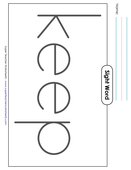 Big Trace: Keep (Printable PDF Worksheet)