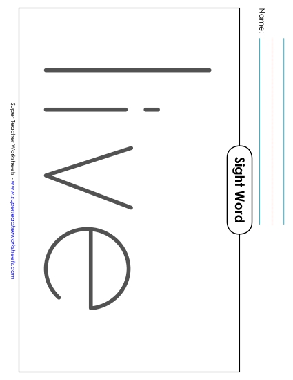 Big Trace: Live (Printable PDF Worksheet)