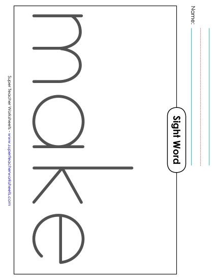 Big Trace: Make (Printable PDF Worksheet)