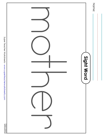 Big Trace: Mother (Printable PDF Worksheet)