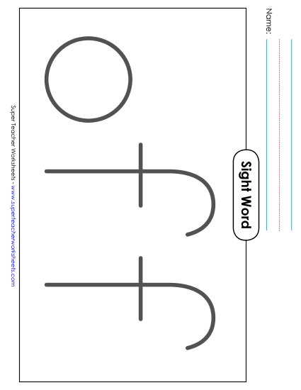 Big Trace: Off (Printable PDF Worksheet)