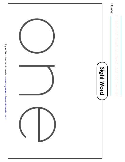 Big Trace: One (Printable PDF Worksheet)