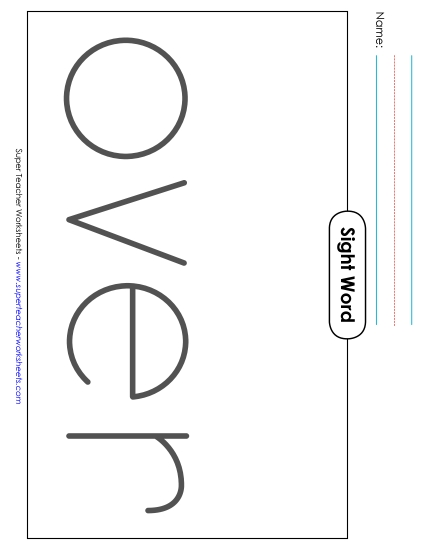 Big Trace: Over (Printable PDF Worksheet)