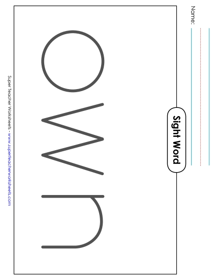 Big Trace: Own (Printable PDF Worksheet)