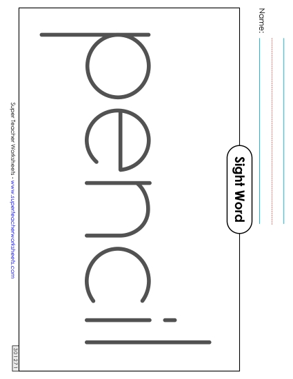 Big Trace: Pencil (Printable PDF Worksheet)