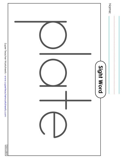 Big Trace: Plate (Printable PDF Worksheet)