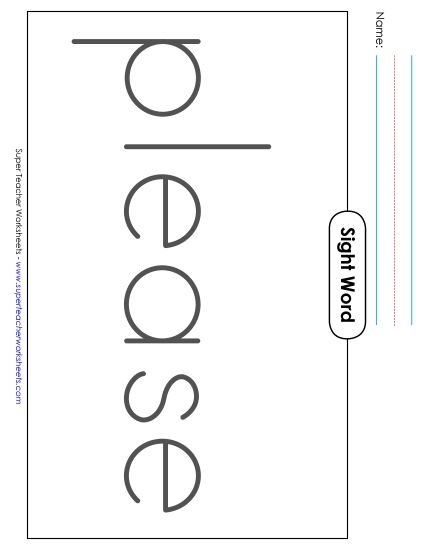 Big Trace: Please (Printable PDF Worksheet)