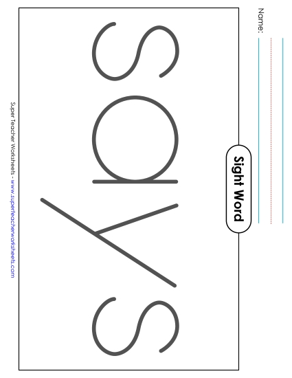 Big Trace: Says (Printable PDF Worksheet)