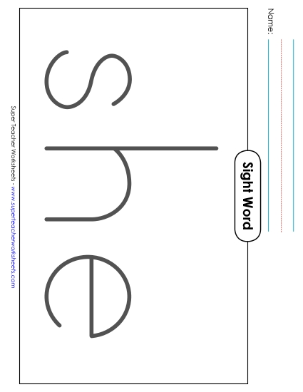 Big Trace: She (Printable PDF Worksheet)