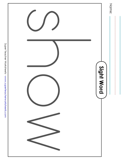 Big Trace: Show (Printable PDF Worksheet)