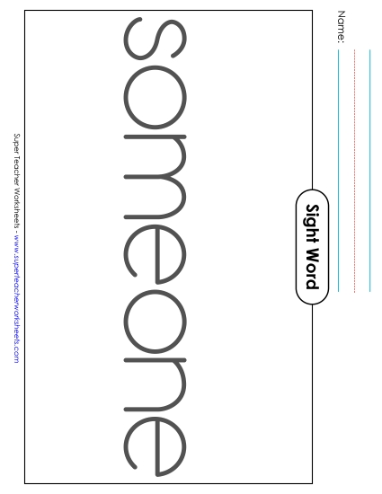 Big Trace: Someone (Printable PDF Worksheet)