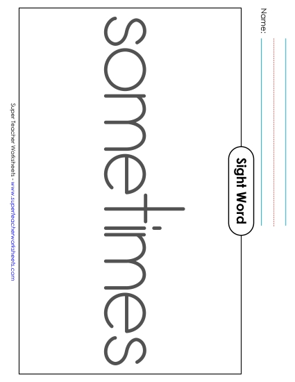 Big Trace: Sometimes (Printable PDF Worksheet)