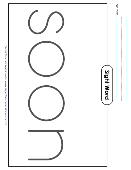 Big Trace: Soon (Printable PDF Worksheet)