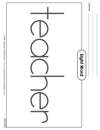 Big Trace: Teacher (Printable PDF Worksheet)