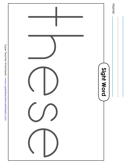 Big Trace: These (Printable PDF Worksheet)