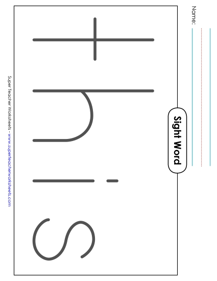 Big Trace: This (Printable PDF Worksheet)