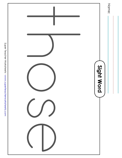 Big Trace: Those (Printable PDF Worksheet)