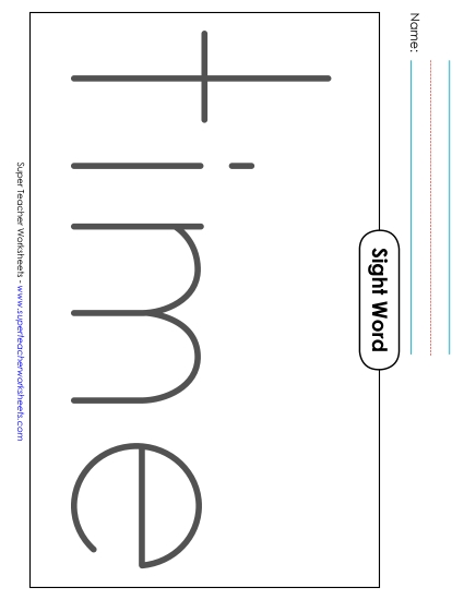 Big Trace: Time (Printable PDF Worksheet)