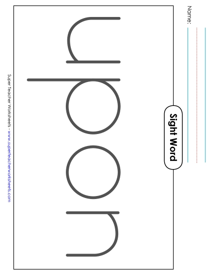 Big Trace: Upon (Printable PDF Worksheet)