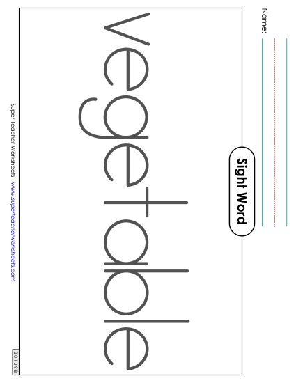 Big Trace: Vegetable (Printable PDF Worksheet)