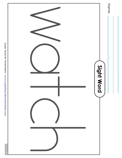 Big Trace: Watch (Printable PDF Worksheet)