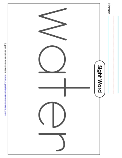 Big Trace: Water (Printable PDF Worksheet)