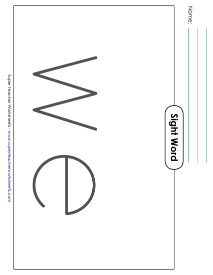 Big Trace: We (Printable PDF Worksheet)